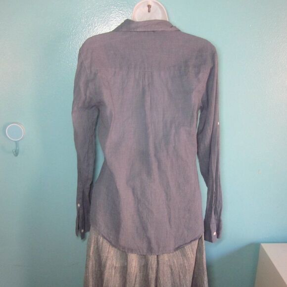 Horny Toad Womens Blue Button Up Shirt Summer Weight Size S Travel Long Sleeve - Picture 7 of 12